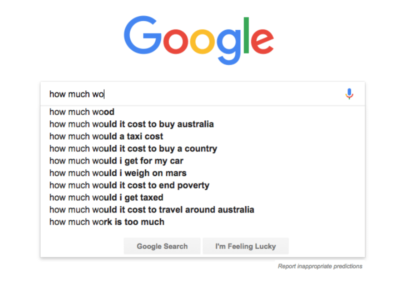 Weird question example number three how much