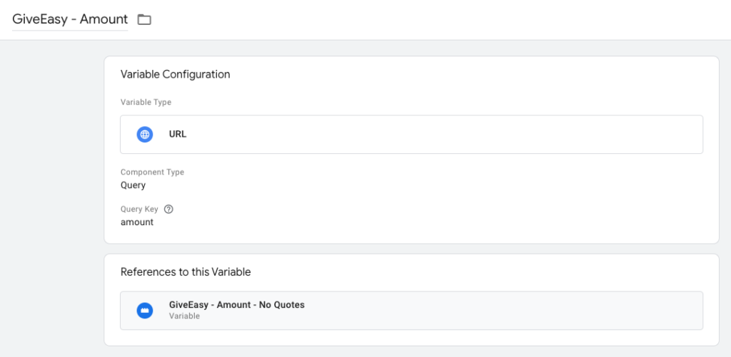 GiveEasy - Amount - custom Variable in GTM