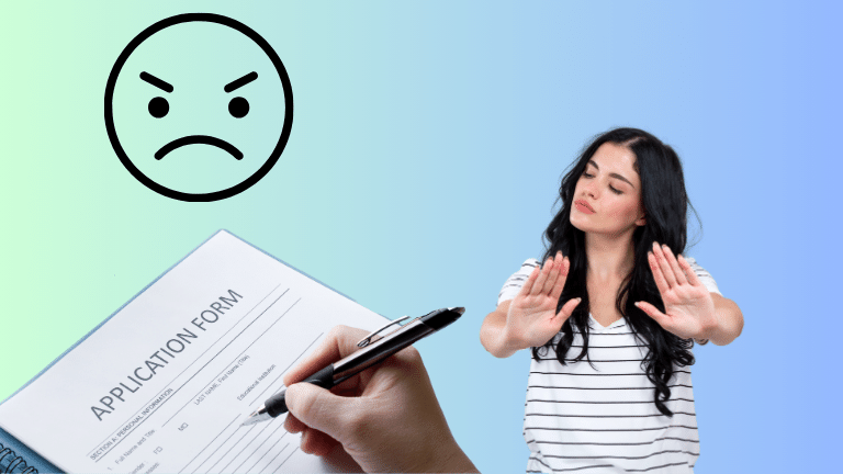 Image shows an application form with a person from Google support rejecting your application.