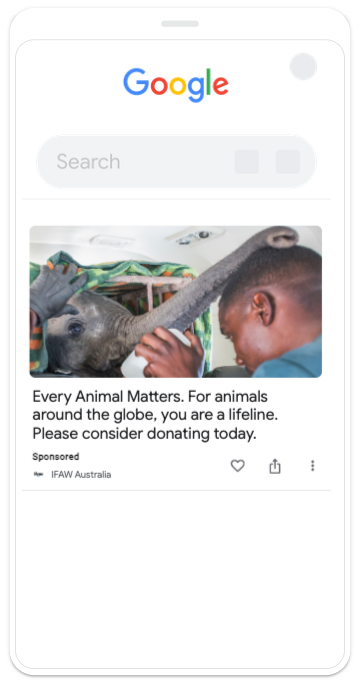 Example of discovery feed ad from IFAW