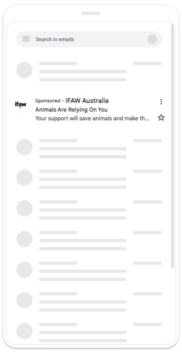 Example Gmail Demand Gen Ad from IFAW